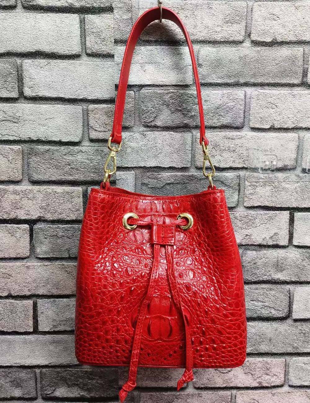 Crocodile Leather Bucket Bag