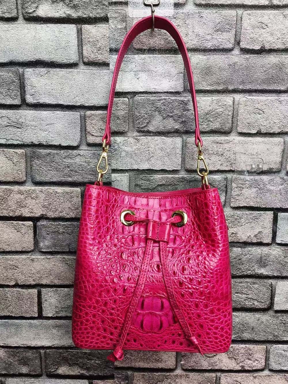 Crocodile Leather Bucket Bag