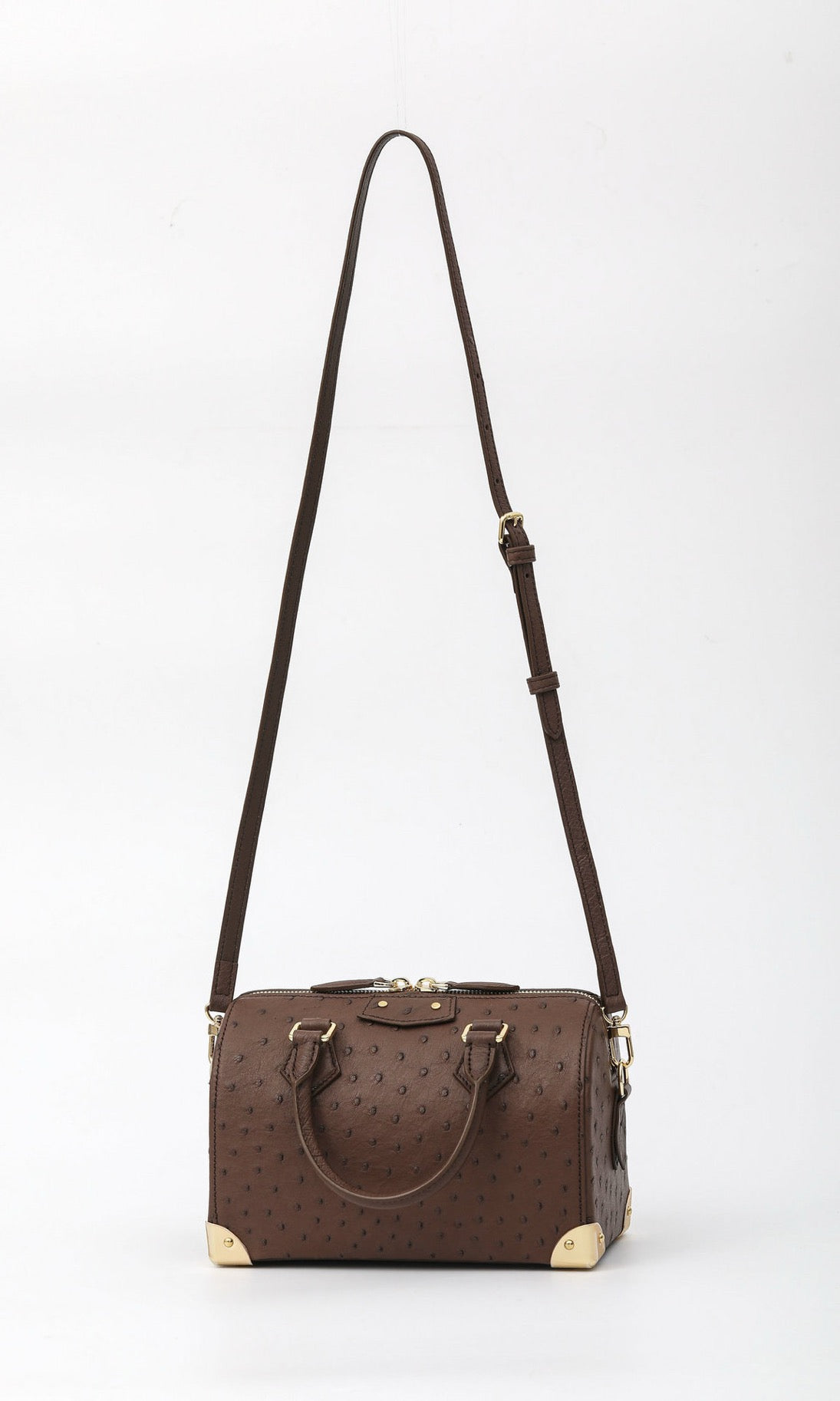 Womens Genuine Ostrich Skin Leathe Top Handle Pillow Bag