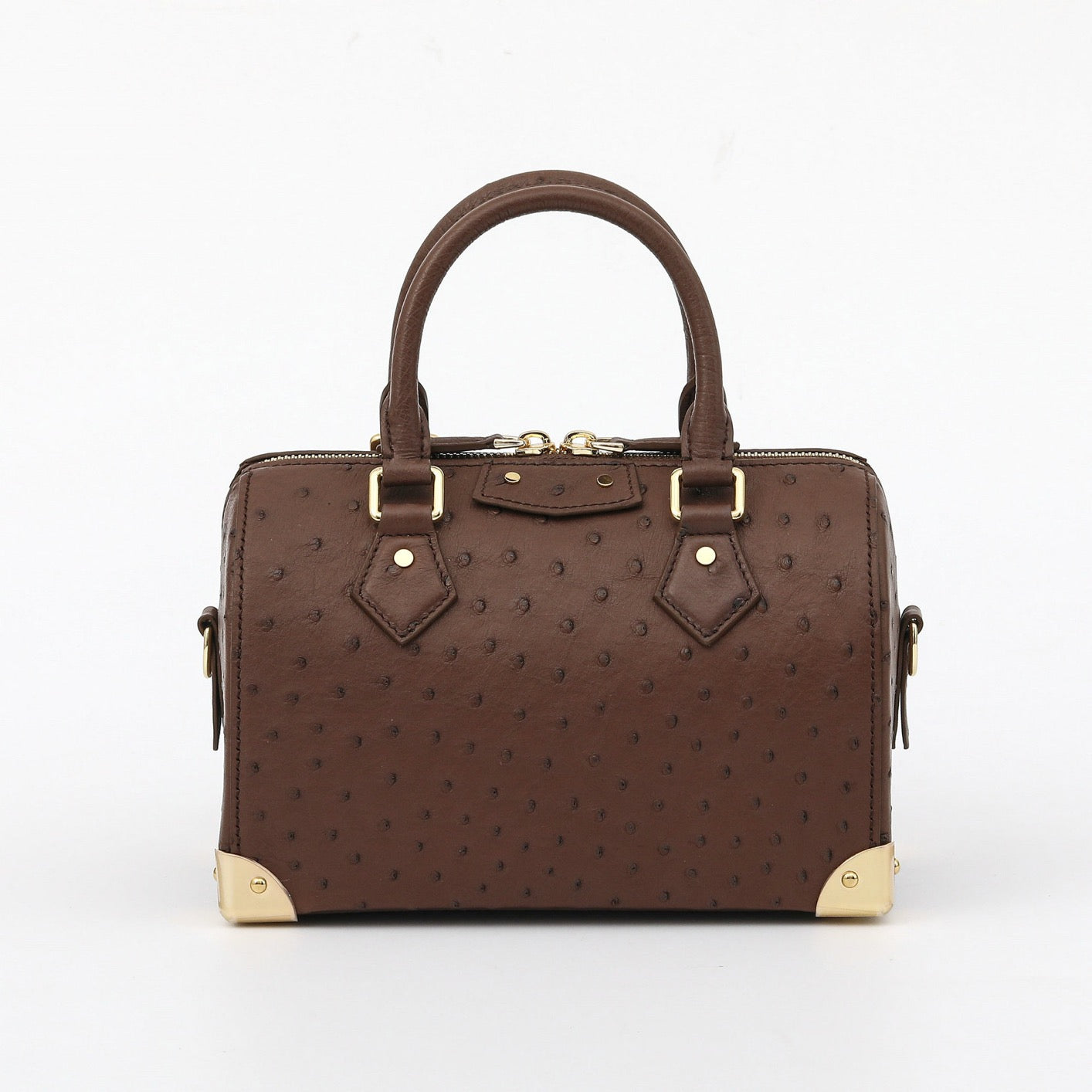 Womens Genuine Ostrich Skin Leathe Top Handle Pillow Bag