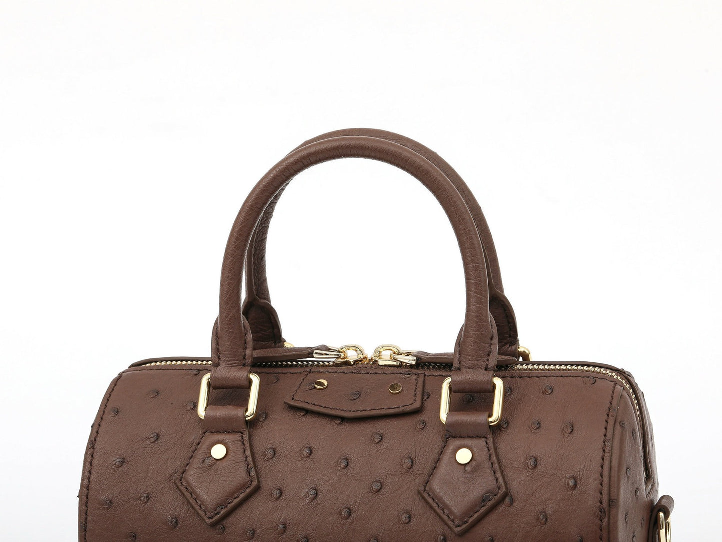 Womens Genuine Ostrich Skin Leathe Top Handle Pillow Bag