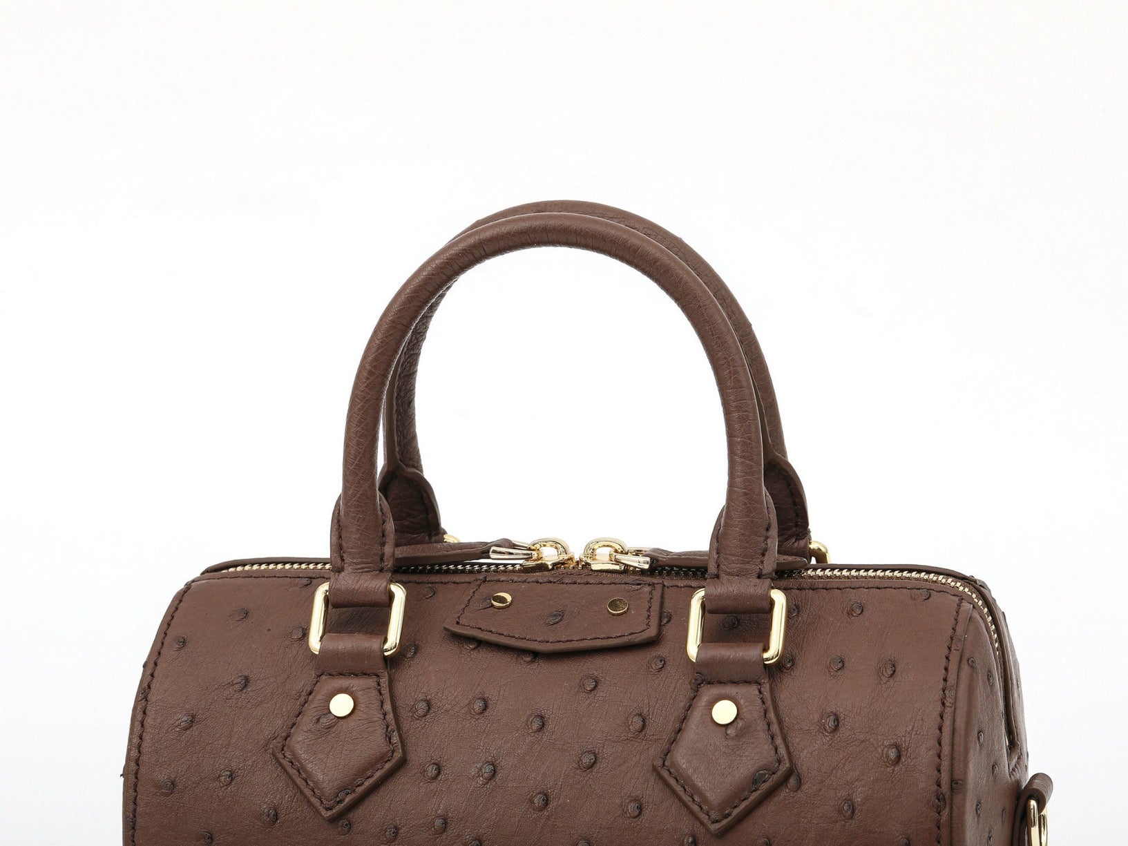 Womens Genuine Ostrich Skin Leathe Top Handle Pillow Bag