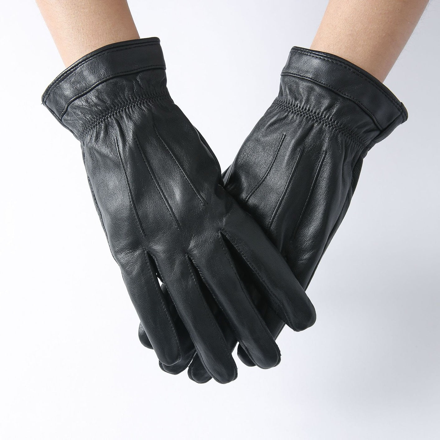 Men's Basic Leather Gloves Black