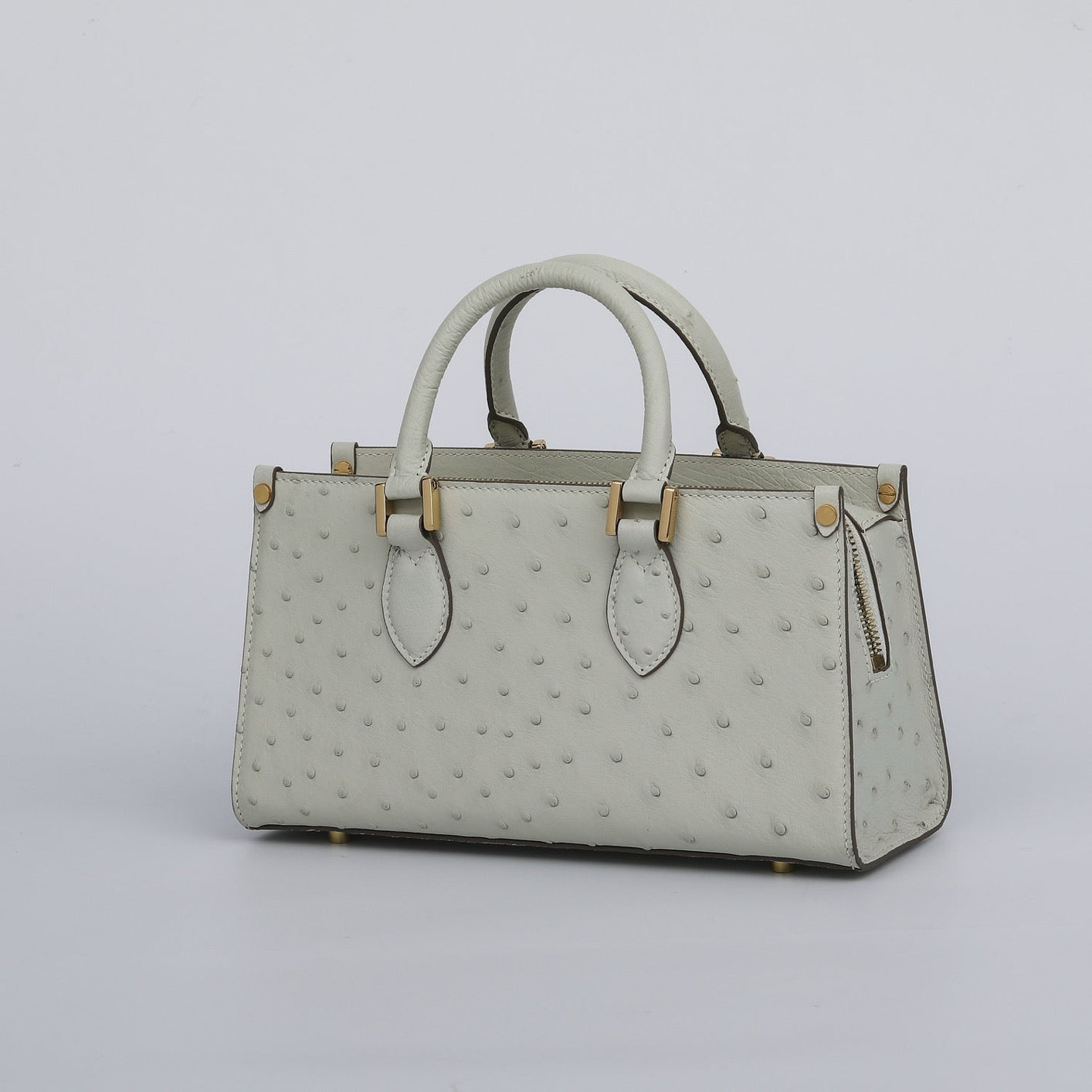 Womens Genuine Ostrich Skin Leathe Top Handle Satchel Bag