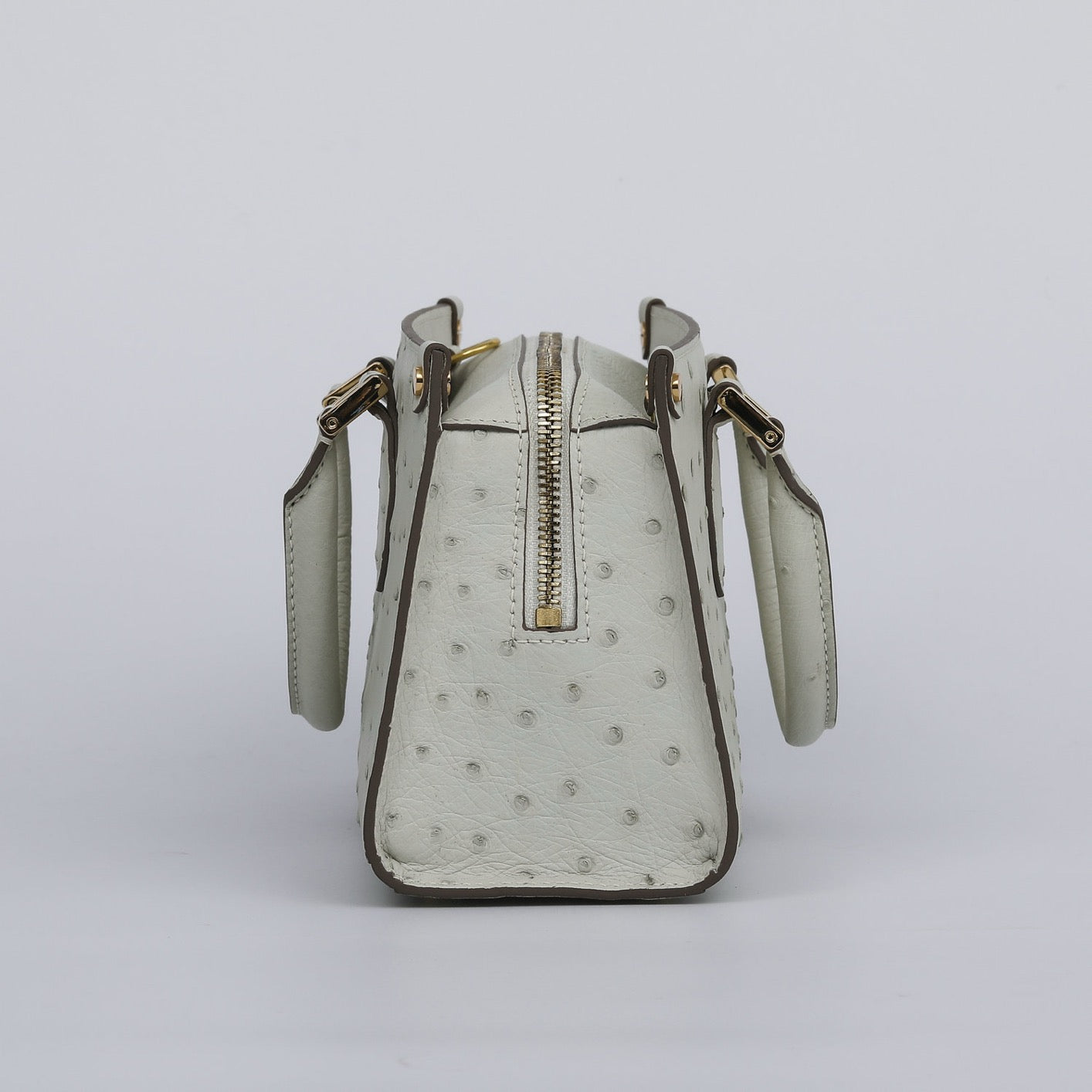 Womens Genuine Ostrich Skin Leathe Top Handle Satchel Bag