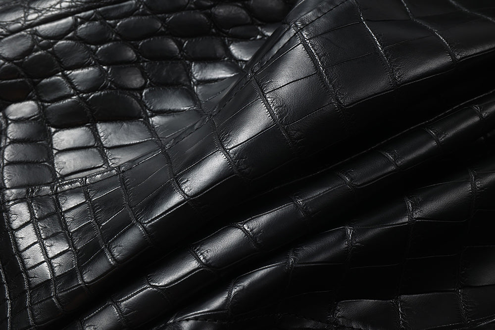 Unisex Crocodile Skin Leather Jacket With Removable Mint Fur Collar Biker Jackets