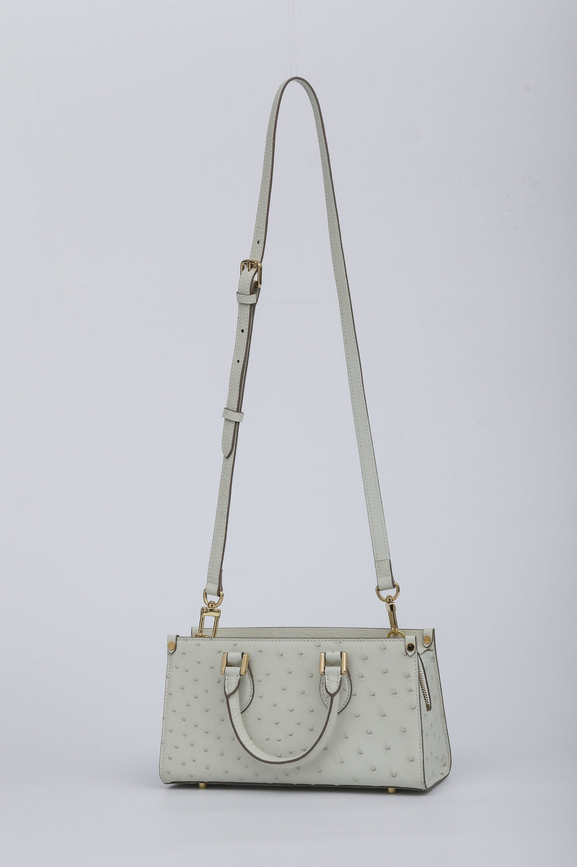 Womens Genuine Ostrich Skin Leathe Top Handle Satchel Bag