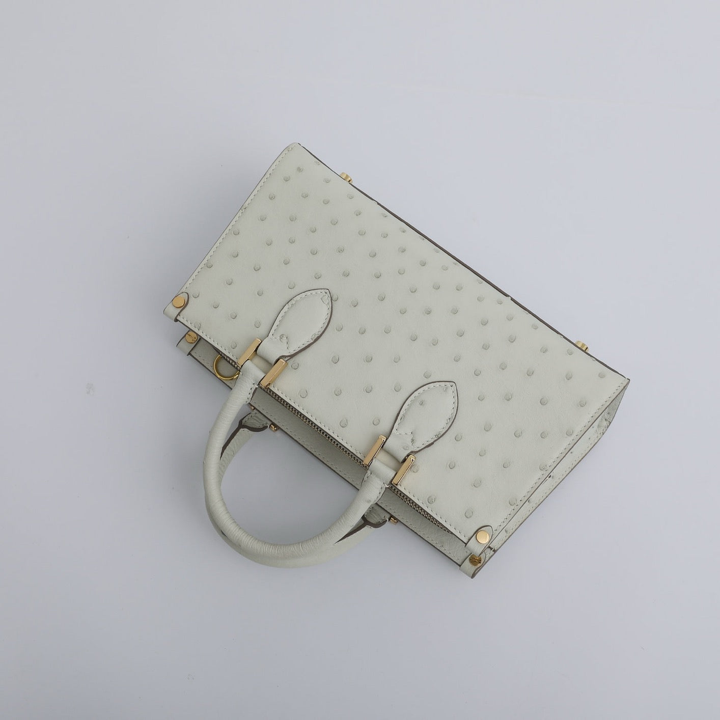 Womens Genuine Ostrich Skin Leathe Top Handle Satchel Bag