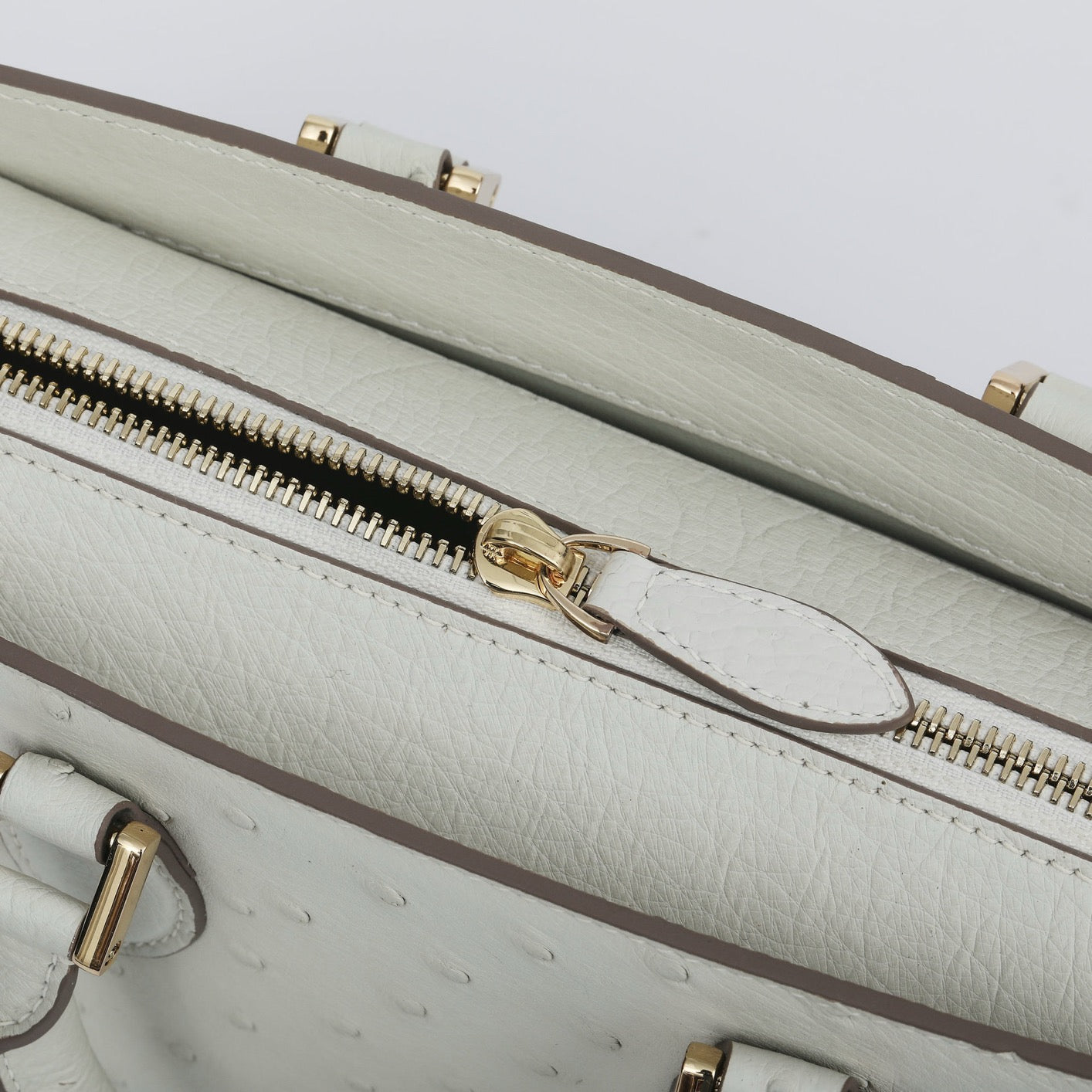 Womens Genuine Ostrich Skin Leathe Top Handle Satchel Bag