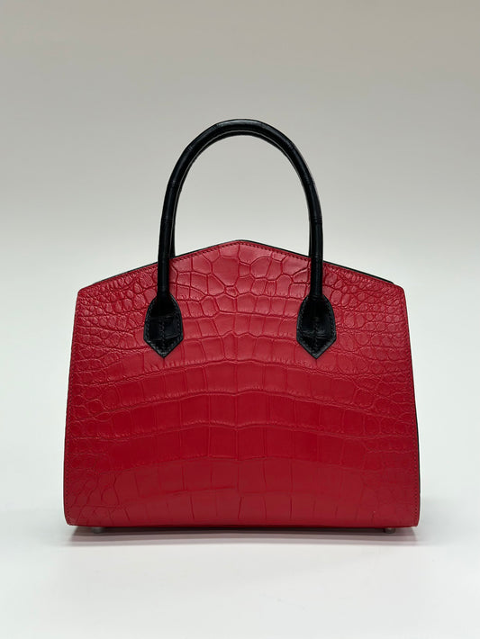 Crocodile Leather Top Handle Bag Red