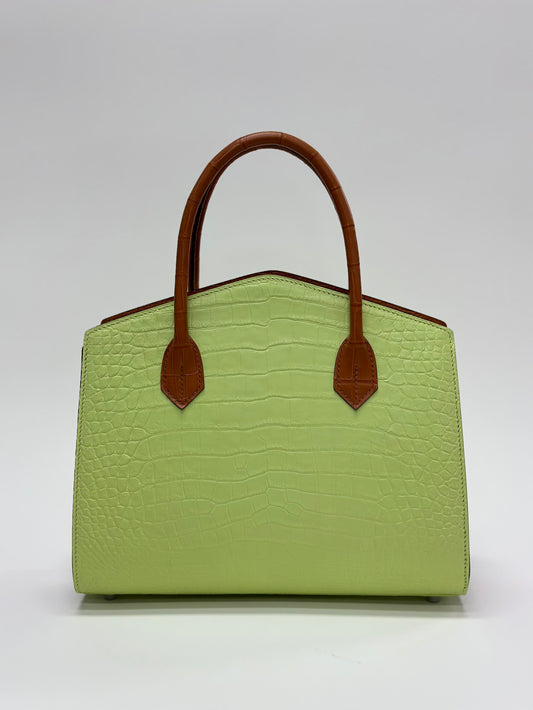 Crocodile Leather Top Handle Bag Green