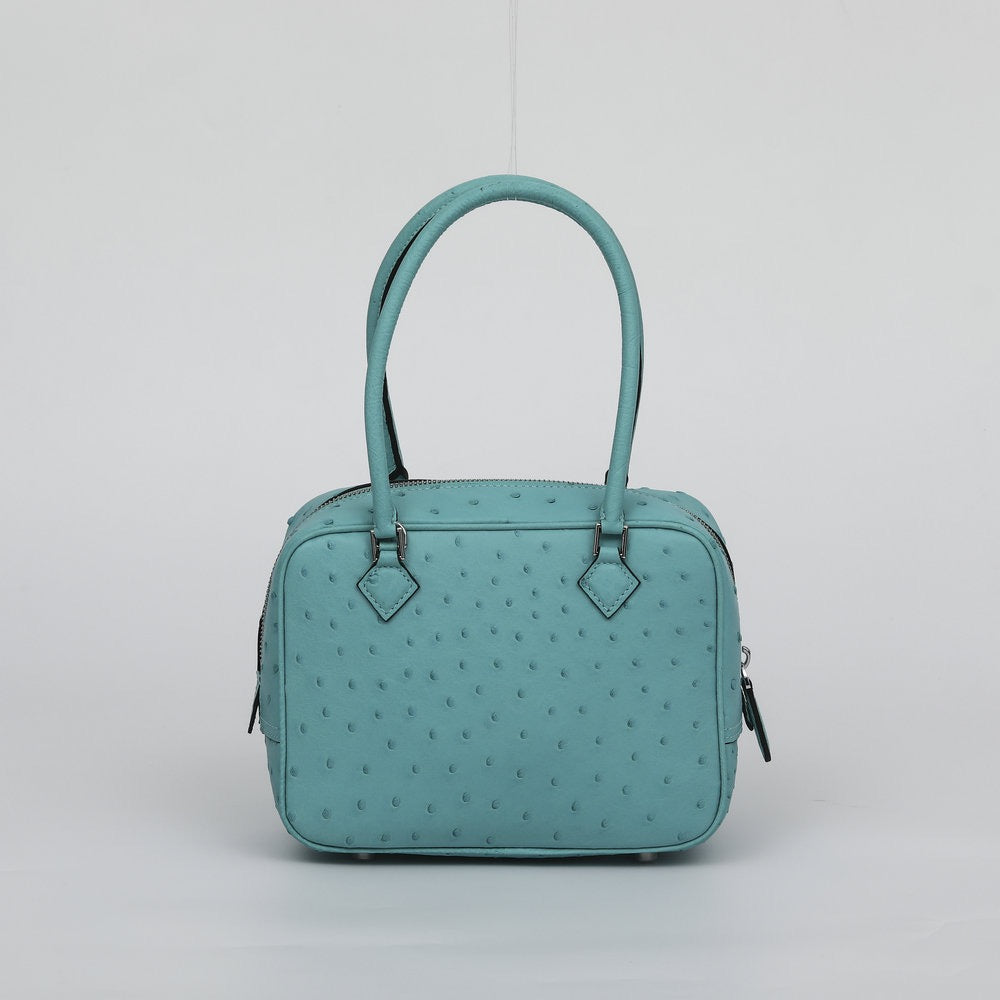 Womens Genuine Ostrich Skin Leathe Top Handle Bag