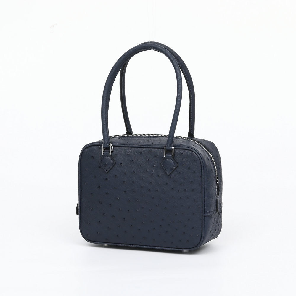Womens Genuine Ostrich Skin Leathe Top Handle Bag
