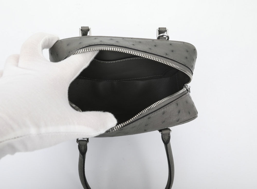 Womens Genuine Ostrich Skin Leathe Top Handle Bag