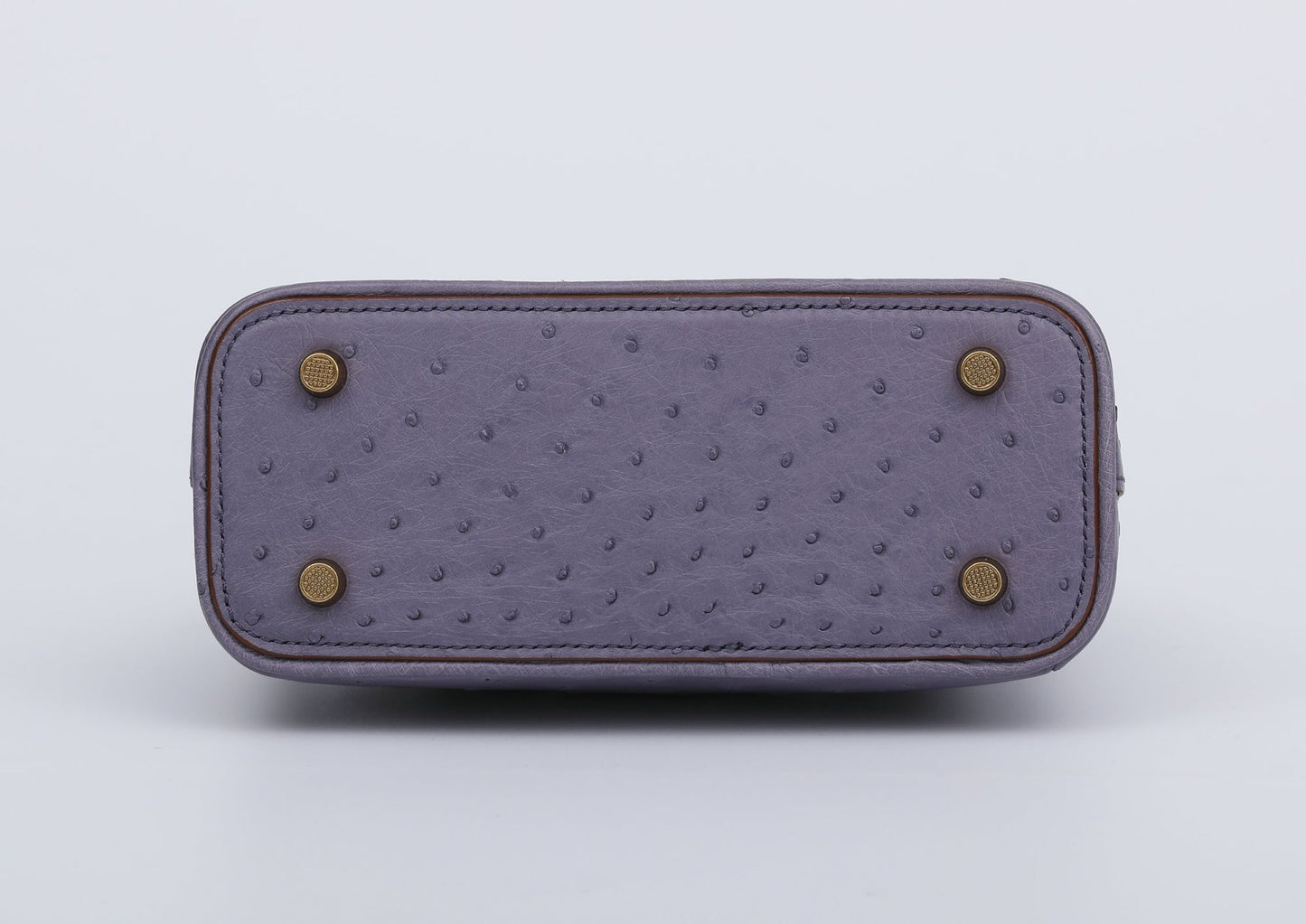 Ostrich Leather Mini Shell Bag Bamboo Handle Top Handle Cross Body Handbag