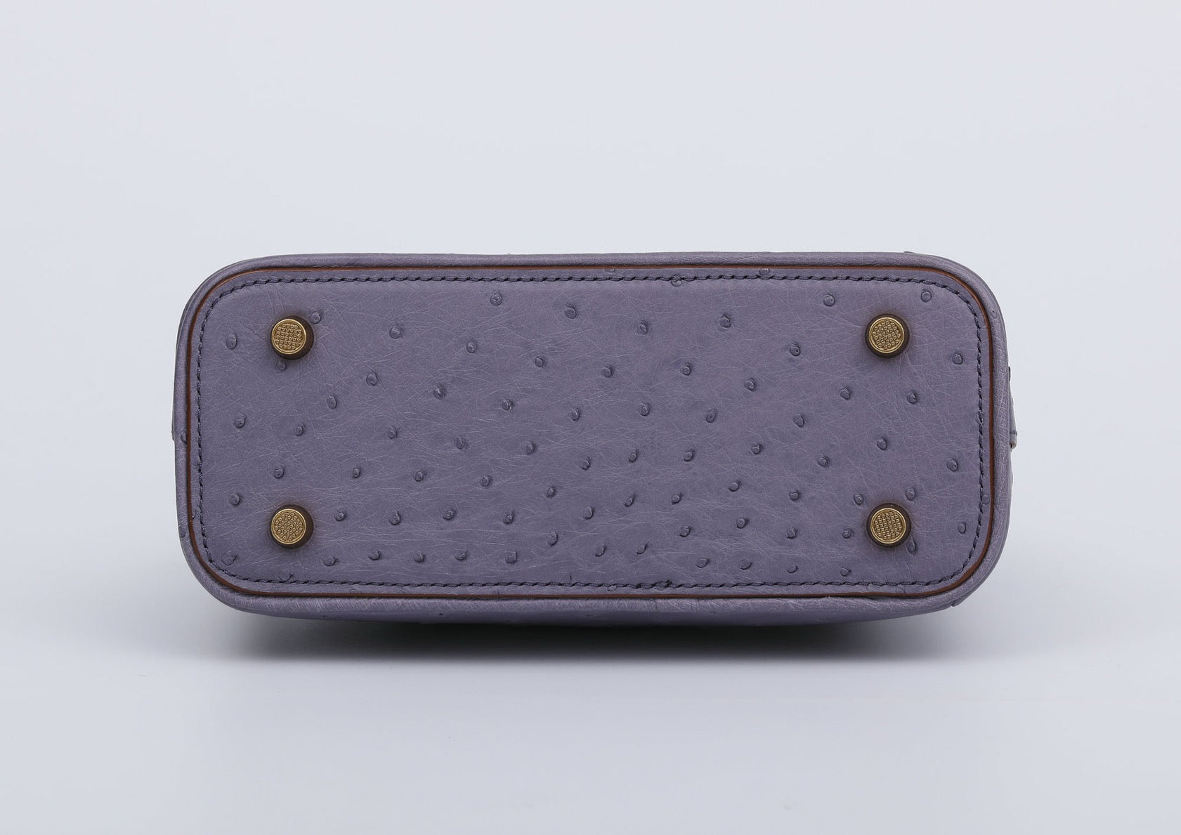 Ostrich Leather Mini Shell Bag Bamboo Handle Top Handle Cross Body Handbag