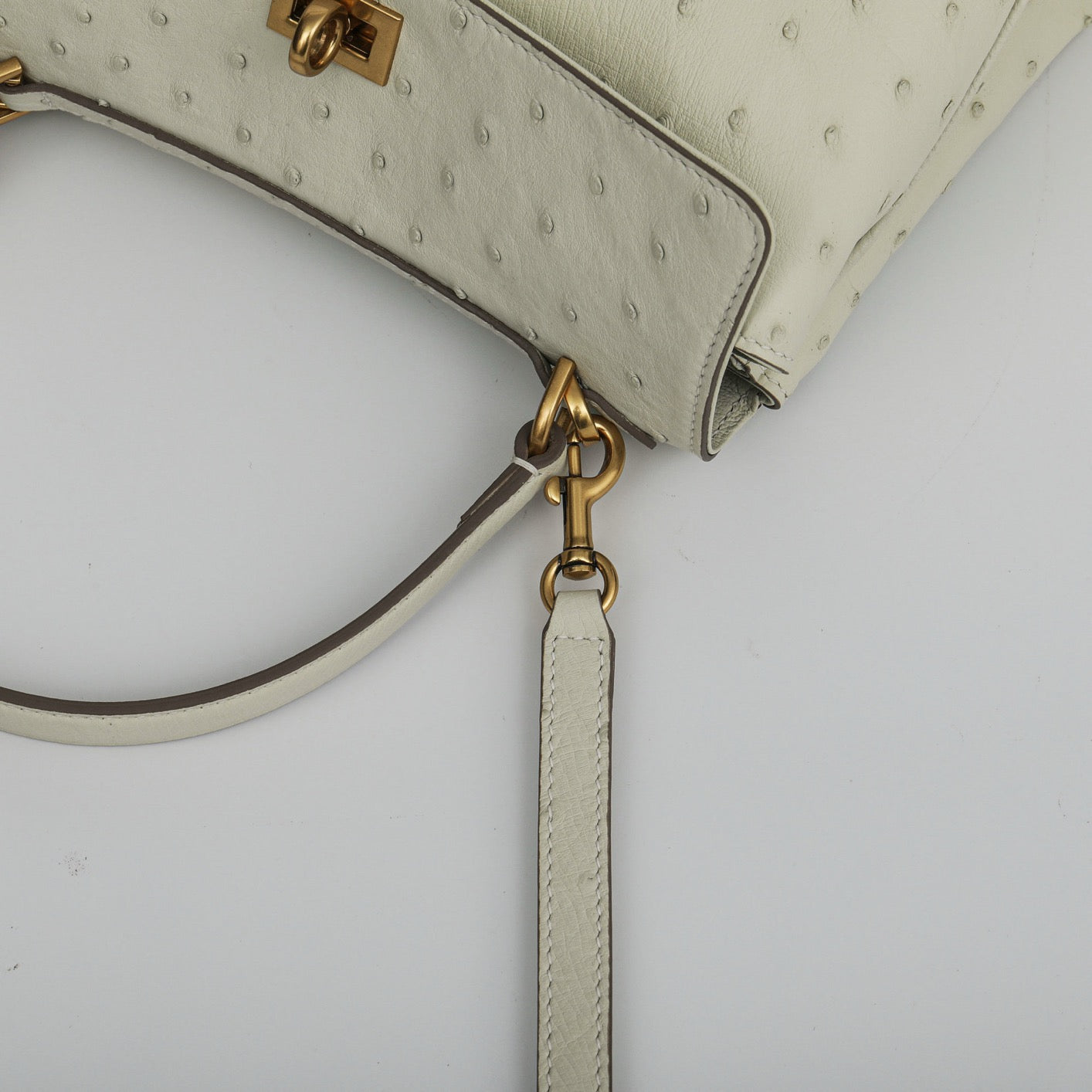 Ostrich Leather Top Handle Tote Bag