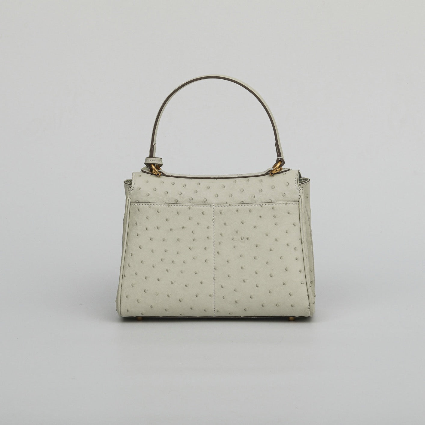 Ostrich Leather Top Handle Tote Bag