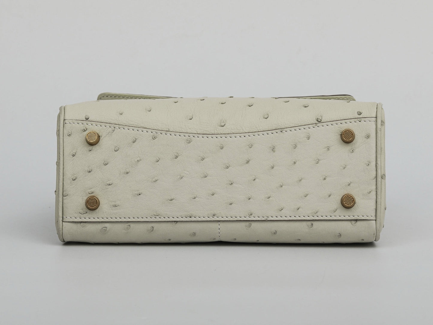 Ostrich Leather Top Handle Tote Bag