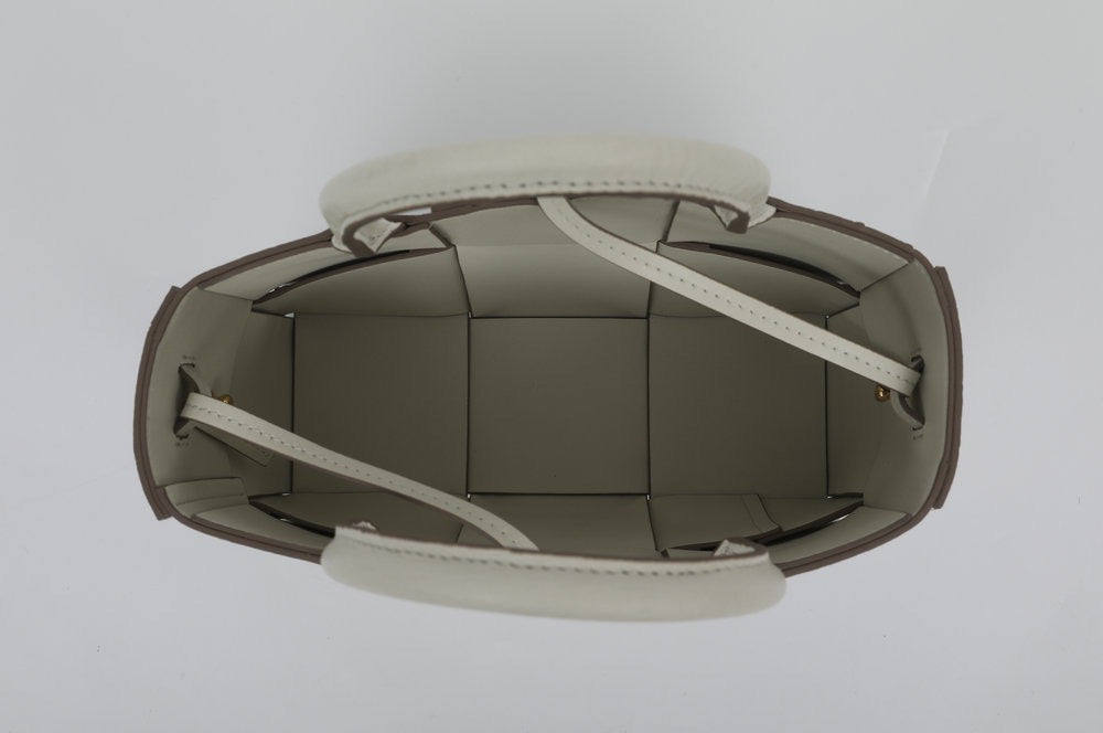 Genuine Ostrich Leather Mini Woven Satchel Top Handle Bag