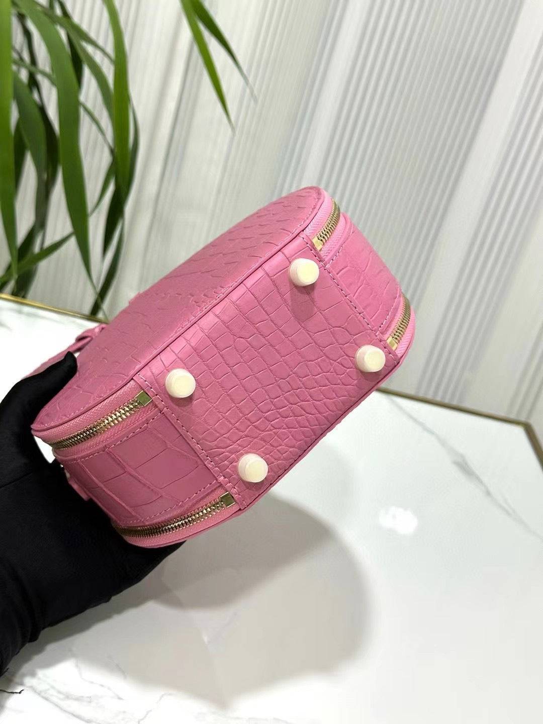 Womens Crocodile Leather Handle Bag , Crocodile Skin Leather  Round Circle Apple Bag