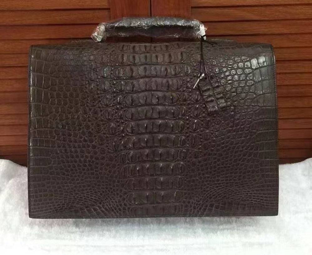 Preorder Genuine Crocodile Skin Bone Leather Briefcase Dark Green