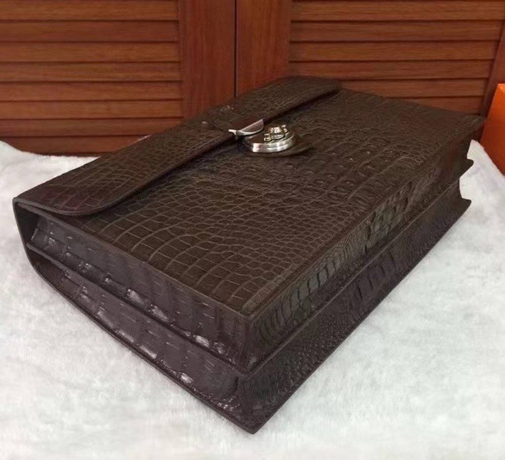 Genuine Crocodile Skin Bone Leather Briefcase 3165 Drown