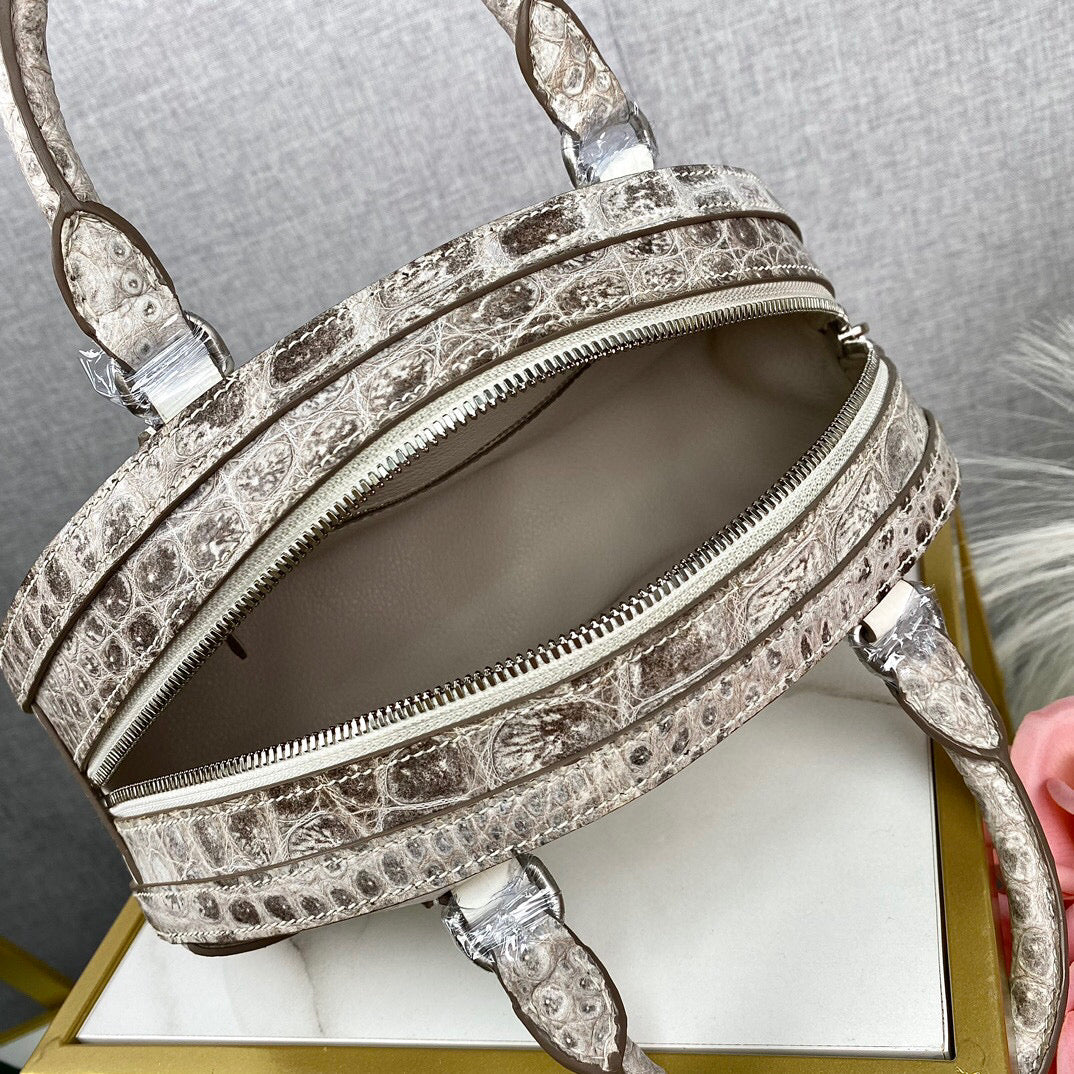 Genuine Crocodile Leather Top Handle Cross Body Bag