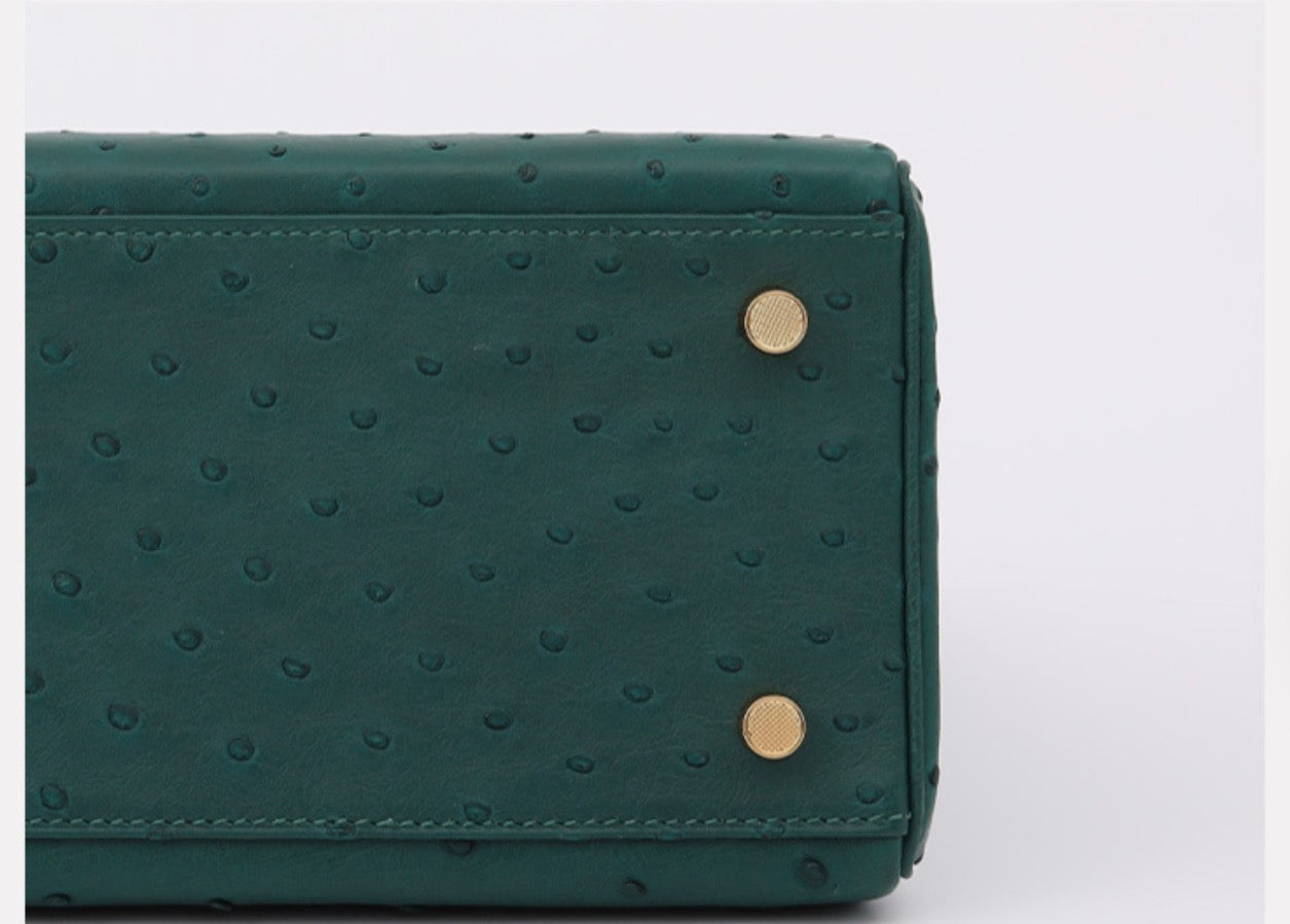 Genuine Ostrich Skin Leather Flap Tote  Bags