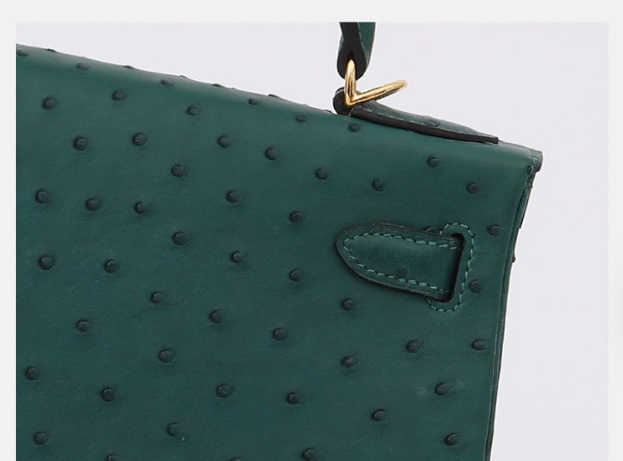 Genuine Ostrich Skin Leather Flap Tote  Bags
