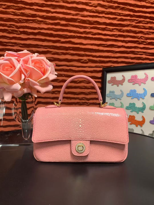 Women's Stingray Skin Leather Top Handle Bag