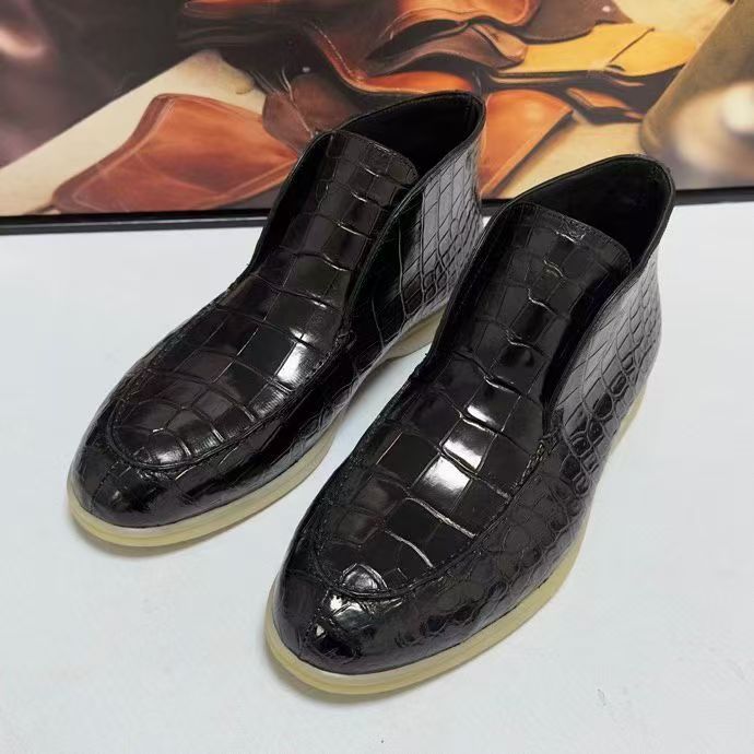 Men's Crocodile Leather Casual Ankle Boots