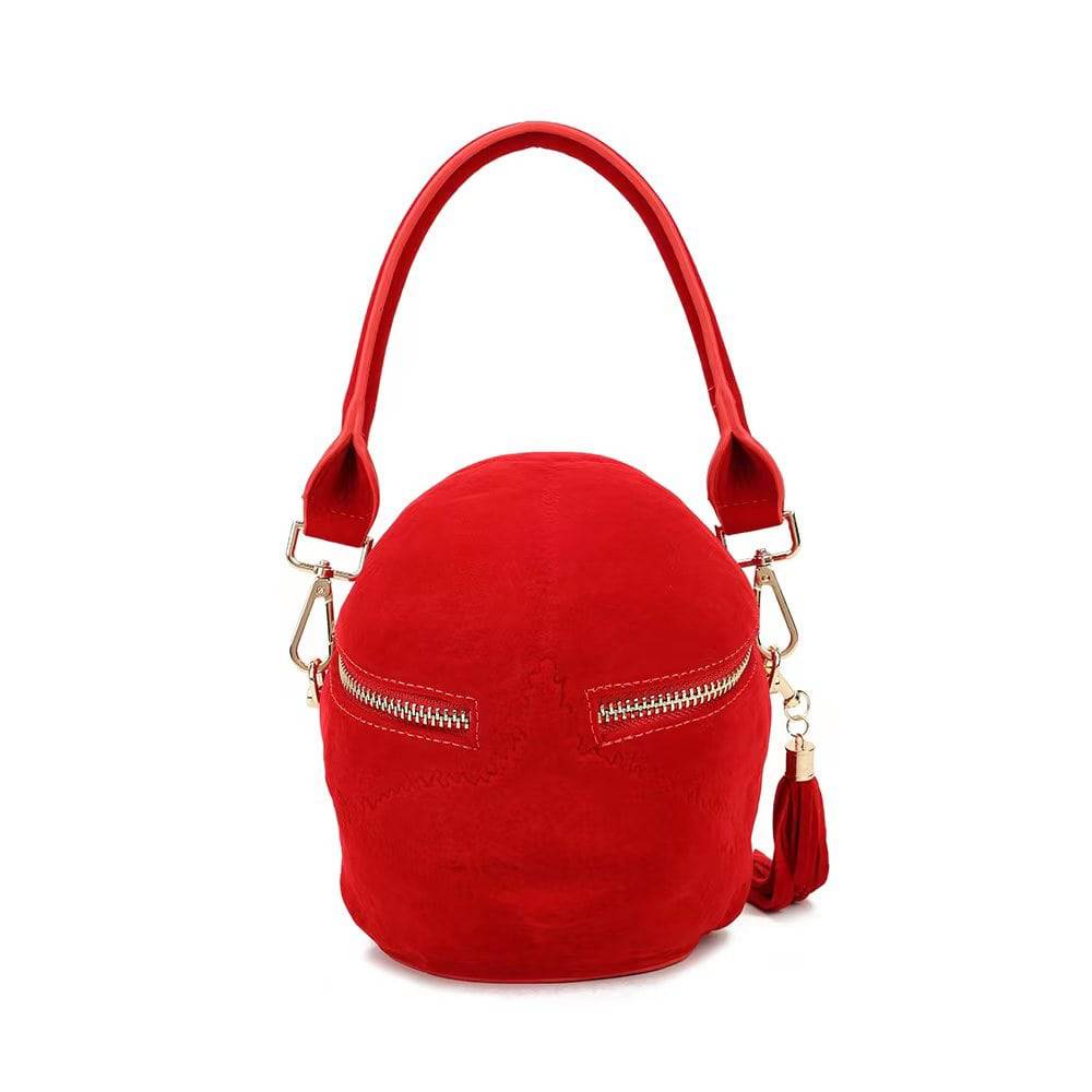 Unisex 3D Bags Red Suede Skull Cross Body Shoulder Bag Mini Handle Handbags