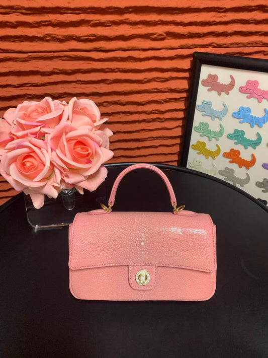 Women's Stingray Skin Leather Top Handle Bag