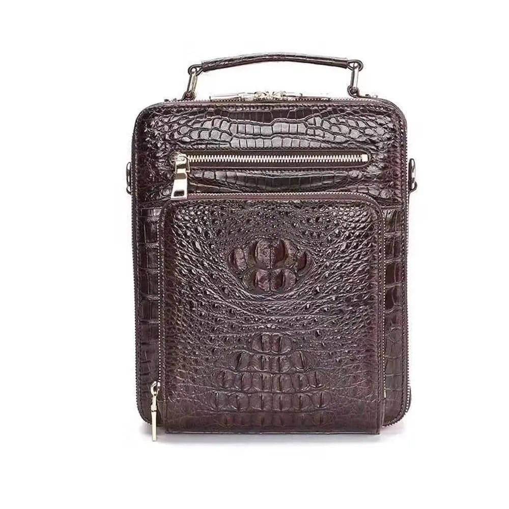 Men Briefcase ,Crocodile Leather Vertical Office Business Bag