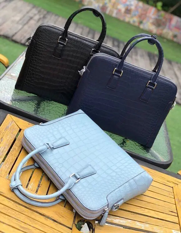 Men's Crocodile  Leather Laptop Bags Briefcase