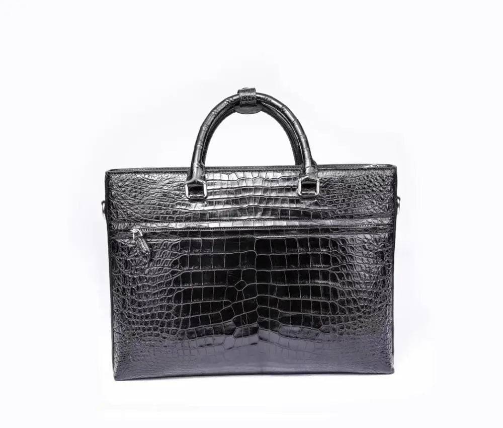 Men's Crocodile Leather  Black Top Handle Cross body Tote Bags