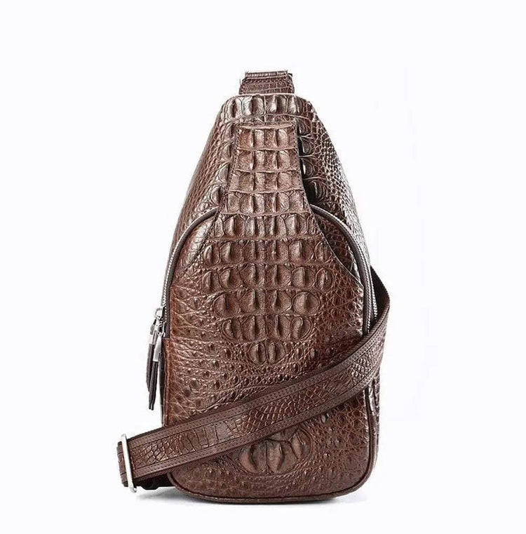 Men's Crocodile Leather Chest Sling  Cross Body Day Packs