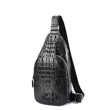 Men's Crocodile Leather Chest Sling  Cross Body Day Packs