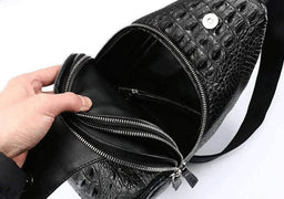 Men's Crocodile Leather Chest Sling  Cross Body Day Packs