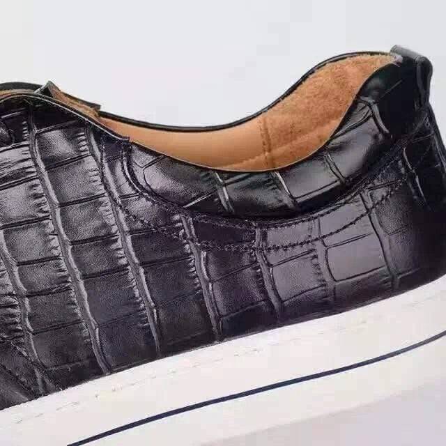 Crocodile Shoes Mens Casual Slip On Genuine Crocodile Leather Shoes