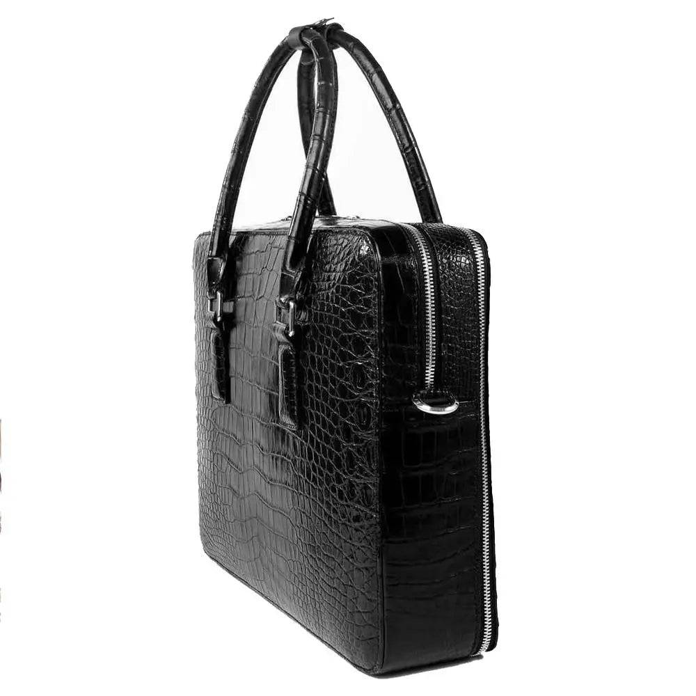 Mens Crocodile Leather Business Briefcase Bag For Laptop,Large Volumn