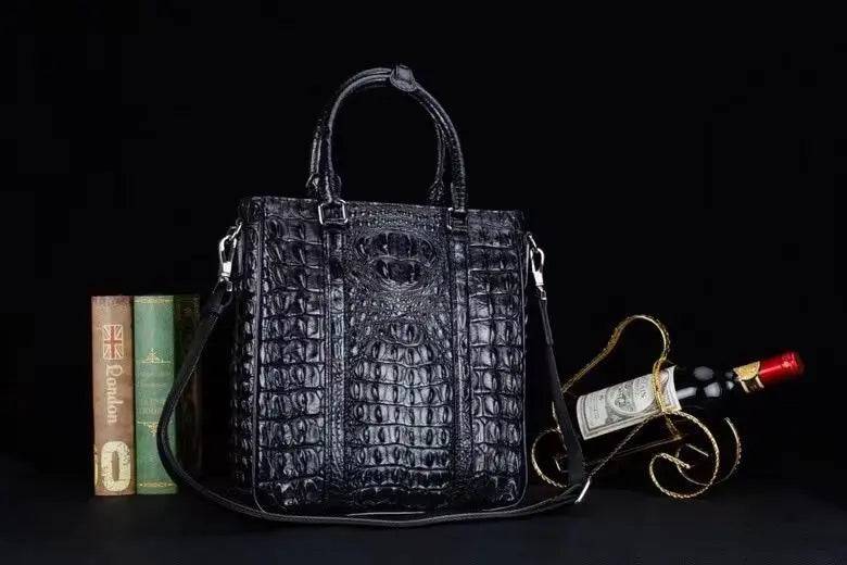 Mens Crocodile Skin Leather Tote Bag