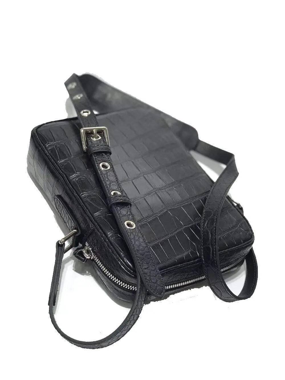 Mens Cross Body  Messenger Bags In Genuine Crocodile Leather Small Size