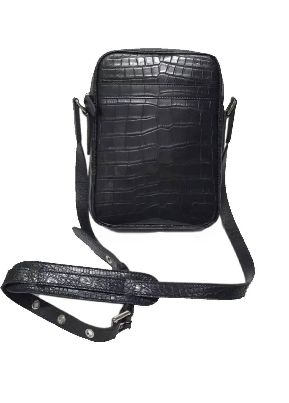 Mens Cross Body  Messenger Bags In Genuine Crocodile Leather Small Size