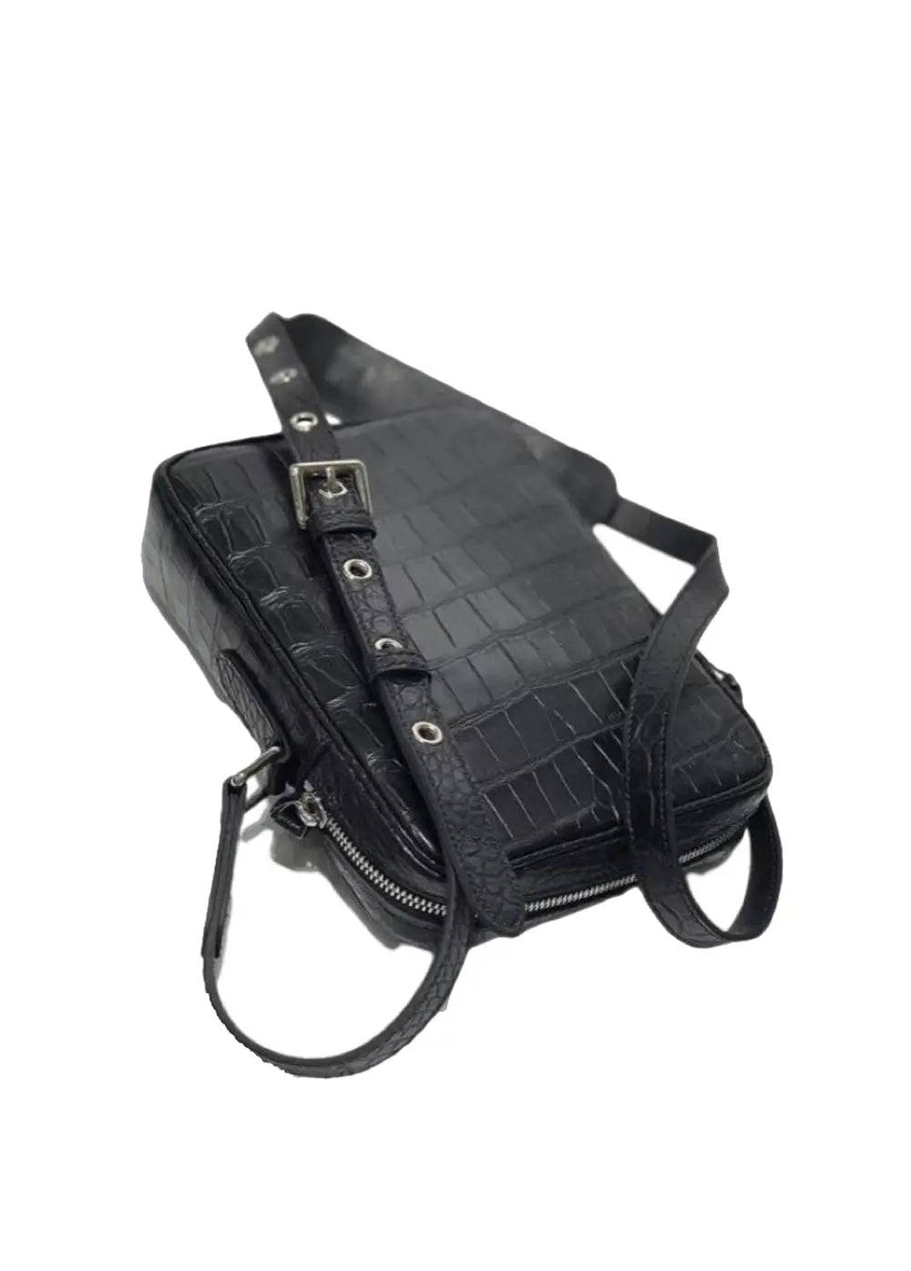 Mens Cross Body  Messenger Bags In Genuine Crocodile Leather Small Size