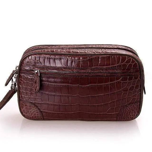 Mens Genuine Crocodile  Leather Clutch,Travel Kits,Toiletry Kits, Wash Bag