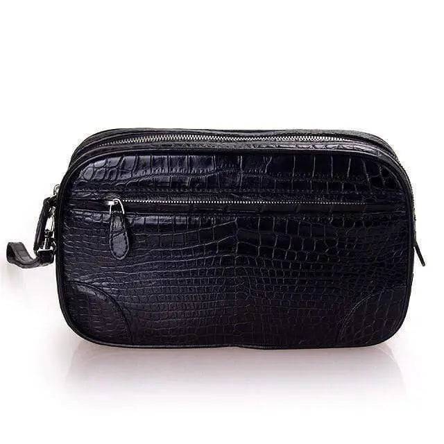 Mens Genuine Crocodile  Leather Clutch,Travel Kits,Toiletry Kits, Wash Bag