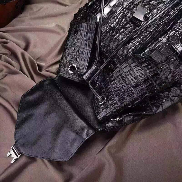 Mens Genuine Crocodile Leather Backpack