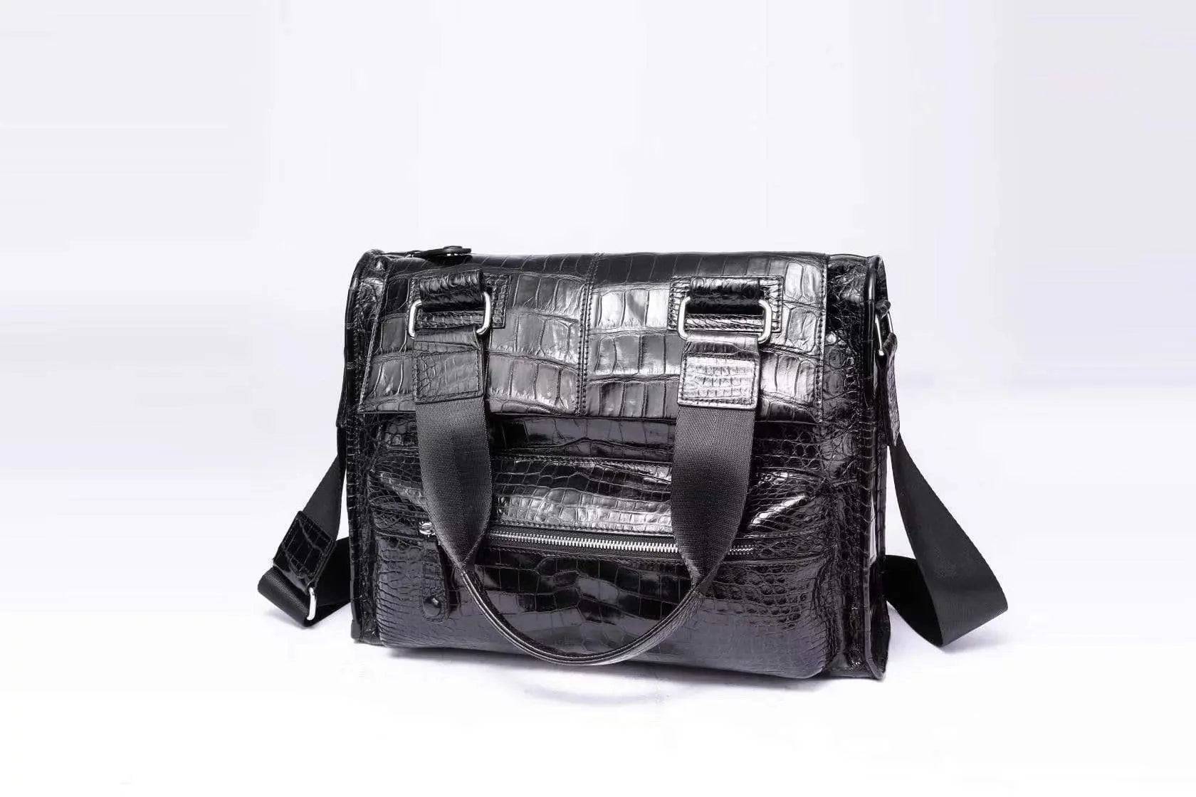 Mens Genuine Crocodile Leather Briefcase Messenger Bag